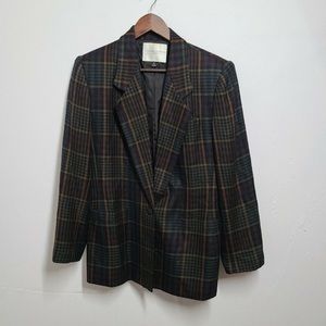 Vintage Casual Corner sz8 Oversized Blazer Lined Suit Jacket Multicolor Plaid